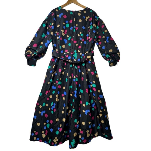 Lafayette 148 New York 100% Silk Black Doha Scattered Dot Print Wrap Dress - Picture 3 of 16